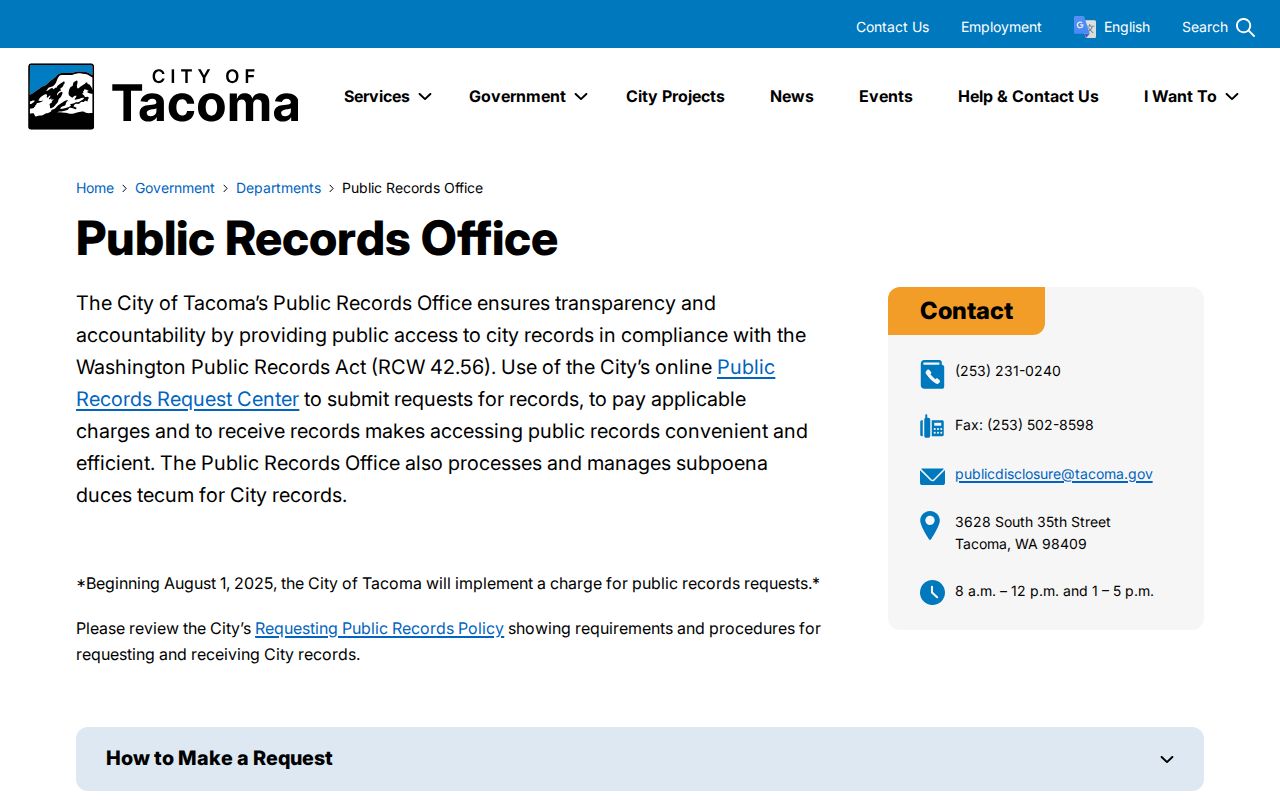 Pierce County residents directory route to Tacoma public records