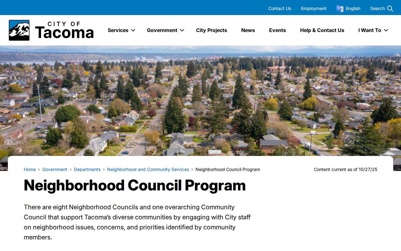 Pierce County neighbors Tacoma neighborhood council program